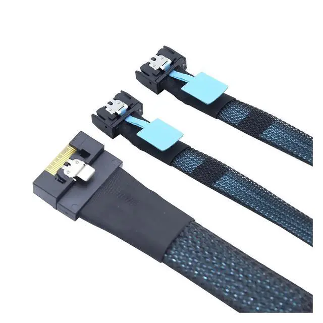 Alt view image 6 of 6 - PCI-E Ultraport Slimline S-AS 4.0 SFF-8654 8i 74pin to 2X MCIO 4X 4i 8654 38Pin Server Internal Connection Cable(0.5m)