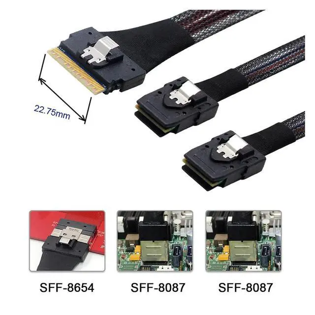 Alt view image 3 of 5 - PCI-E Ultraport Slimline S-a-s Slim 4.0 SFF-8654 8i 74pin to SFF-8087 M1ni S-a-s Cable PCI-Express
