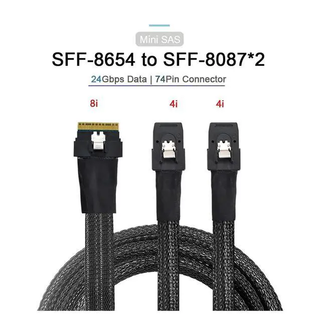 Alt view image 4 of 5 - PCI-E Ultraport Slimline S-a-s Slim 4.0 SFF-8654 8i 74pin to SFF-8087 M1ni S-a-s Cable PCI-Express