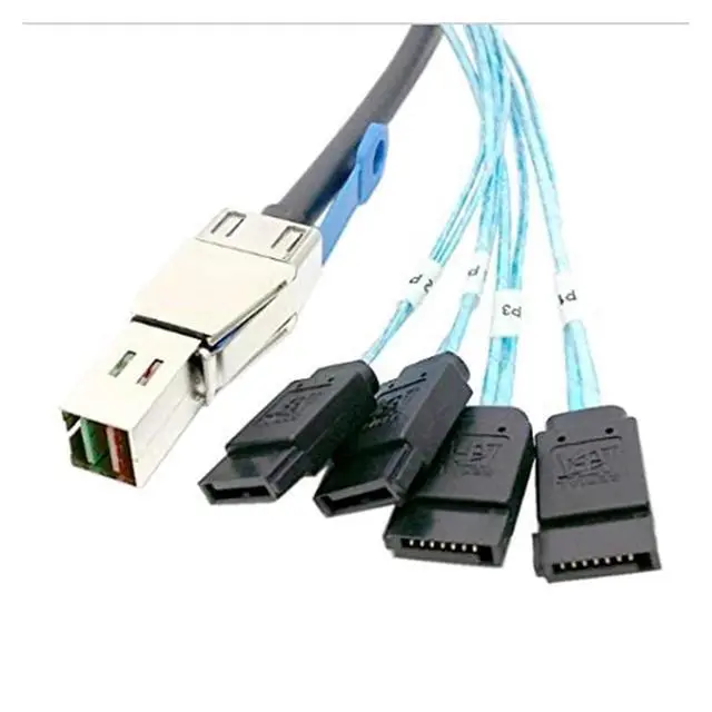 Alt view image 3 of 6 - S-AS HD SFF-8644 to 4 X SATA 7Pin Hard Disk Cable 12Gbps Server External Hard Disk High-Speed Cable 3.33TF/1M