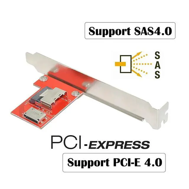 Alt view image 4 of 6 - PCI-Express 4.0 S-AS SFF-8087 to Oculink SFF-8611 SFF-8612 PCBA Female Adapter with Bracket