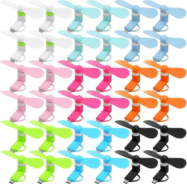 Main image of Aurelema 36 Pcs Mini Cell Phone Fan 2-in-1 USB C Cooling Mini USB Fan Compatible with Type C, Smartphone, Tablet Portable and Powerful Summer Accessories (9 Colors)