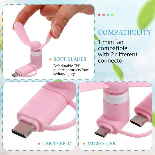 Alt view image 3 of 7 - Aurelema 36 Pcs Mini Cell Phone Fan 2-in-1 USB C Cooling Mini USB Fan Compatible with Type C, Smartphone, Tablet Portable and Powerful Summer Accessories (9 Colors)