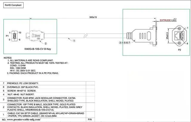 Alt view image 7 of 7 - IX40G-B-10S-CV(7.0) IX B Key to RJ45 Female Cable Screw Panel Mount RJ45 Modular Jack Industrial Cat6A Ethernet Shielded Cable for Industrial Camera Machine Vision PLC Robotic(0.3M/0.98FT)