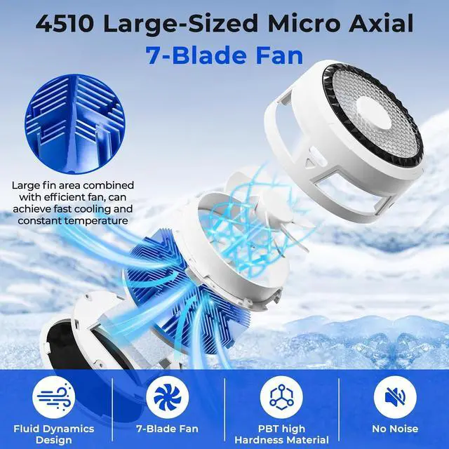 Alt view image 3 of 7 - Ai Phone Cooler 3-Second Cooling Magnetic Cooler for Gaming Portable Phone Radiator Variable Frequency Temperature Control Anti-Condensation Cool Fan for iPhone/Android