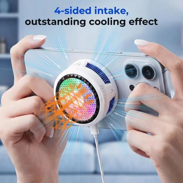Alt view image 6 of 7 - Ai Phone Cooler 3-Second Cooling Magnetic Cooler for Gaming Portable Phone Radiator Variable Frequency Temperature Control Anti-Condensation Cool Fan for iPhone/Android