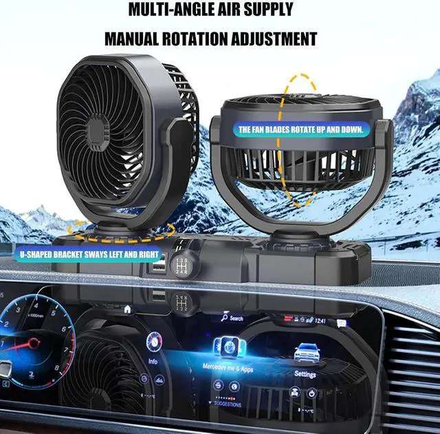 Alt view image 4 of 7 - Multiple Position Double Cooling Fan with Adjustable Angles Quiet Operations for Enhanced Air Circulation on the Go Low Fan