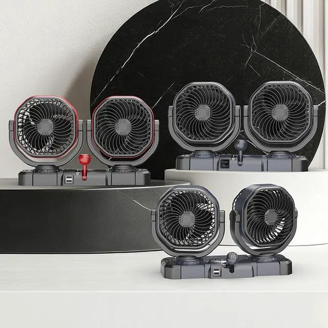 Alt view image 6 of 7 - Multiple Position Double Cooling Fan with Adjustable Angles Quiet Operations for Enhanced Air Circulation on the Go Low Fan