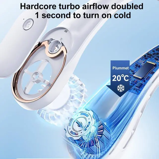 Alt view image 3 of 7 - Neck Fan with Strong Wind, 5000mah Portable Neck Fans Rechargeable, 360° Adjustable Cooling, Quiet Hands-Free Wearable Fan with Fast Charging, Long Battery Life for Travel, Blue