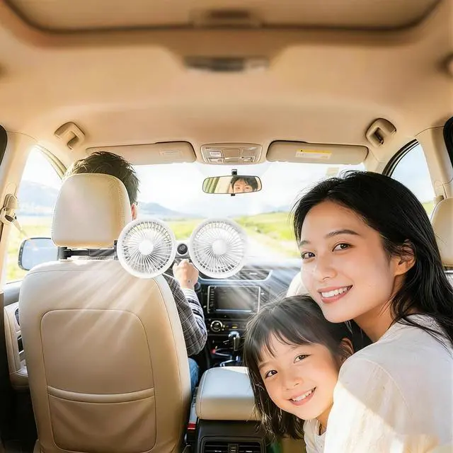 Alt view image 5 of 7 - USB Powered Car Fan 3 Speeds and 360 Degree Rotatable Dual Head Vehicle Rear Headrest Fan for Universal Cars SUV Sedan Trucks (White)