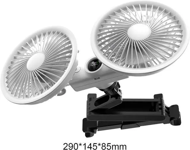 Alt view image 7 of 7 - USB Powered Car Fan 3 Speeds and 360 Degree Rotatable Dual Head Vehicle Rear Headrest Fan for Universal Cars SUV Sedan Trucks (White)