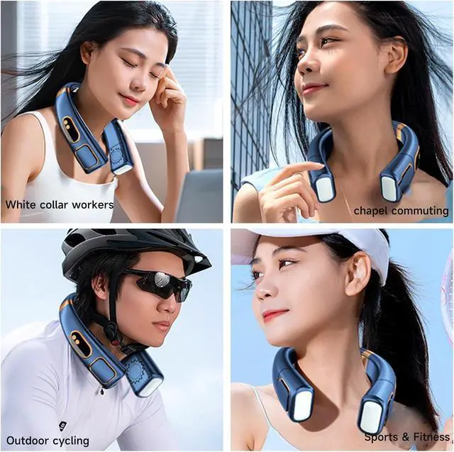 Alt view image 7 of 7 - Neck Fan, Portable Neck Fan Rechargeable, Bladeless Fan with 5 Speeds, Led Display & Ice Tiles, Wearable Hands-Free Personal Hanging Fan for Men & Women, Travel, Pink 3000mAh with Light