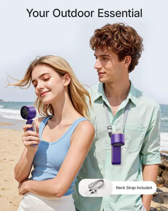 Alt view image 3 of 7 - Portable Handheld Turbo Fan - 5 Gear High Speed 4000mah Rechargeable Mini Personal Hand Fan Blow Cold Air, Battery Operated Travel Essentials, for Women, Men Purple a