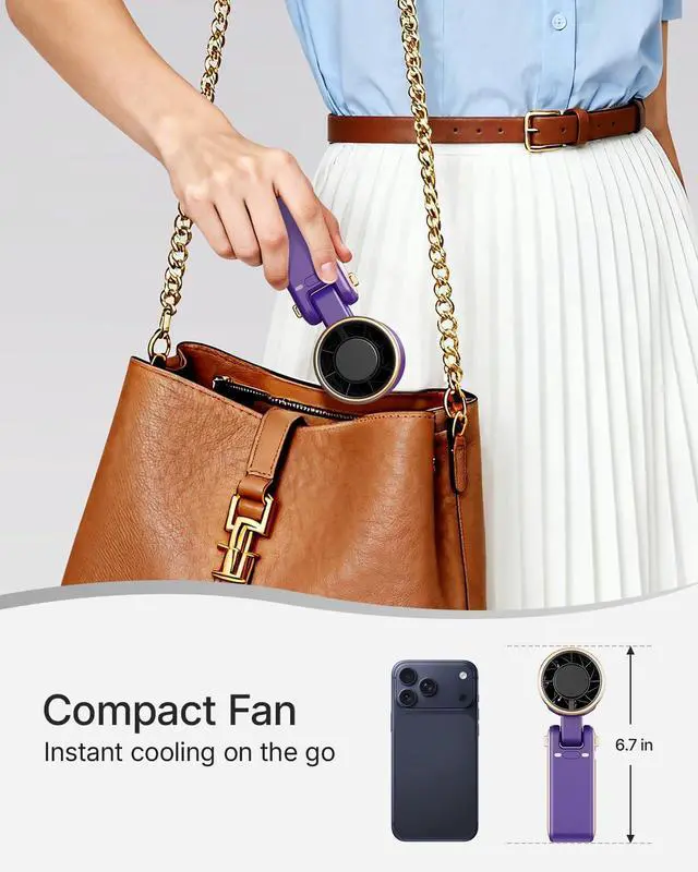 Alt view image 6 of 7 - Portable Handheld Turbo Fan - 5 Gear High Speed 4000mah Rechargeable Mini Personal Hand Fan Blow Cold Air, Battery Operated Travel Essentials, for Women, Men Purple a