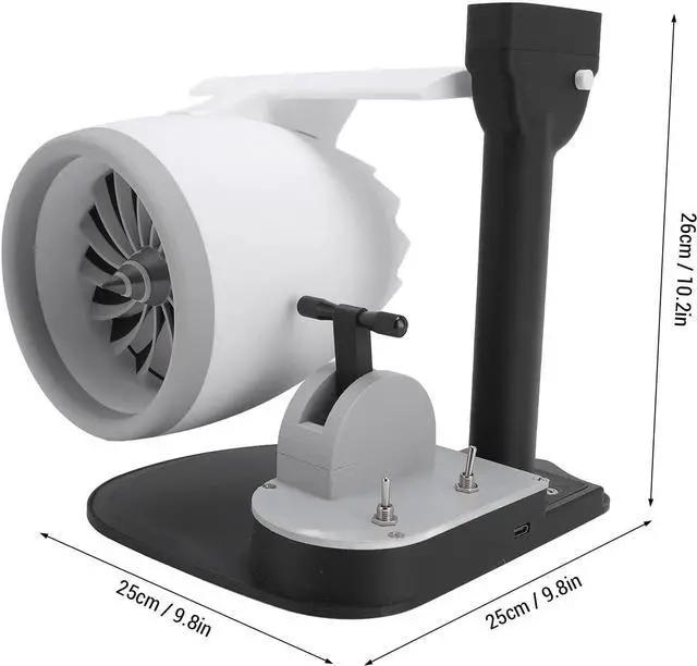 Alt view image 6 of 7 - Desktop Fan with Red Tail Light and Humidifier Turbofan Engine Shape USB Cooling Fan for Home