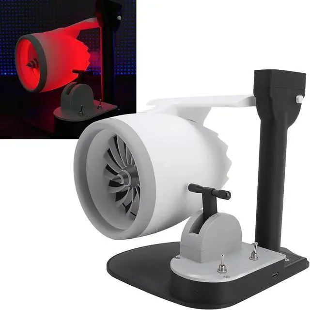 Alt view image 7 of 7 - Desktop Fan with Red Tail Light and Humidifier Turbofan Engine Shape USB Cooling Fan for Home