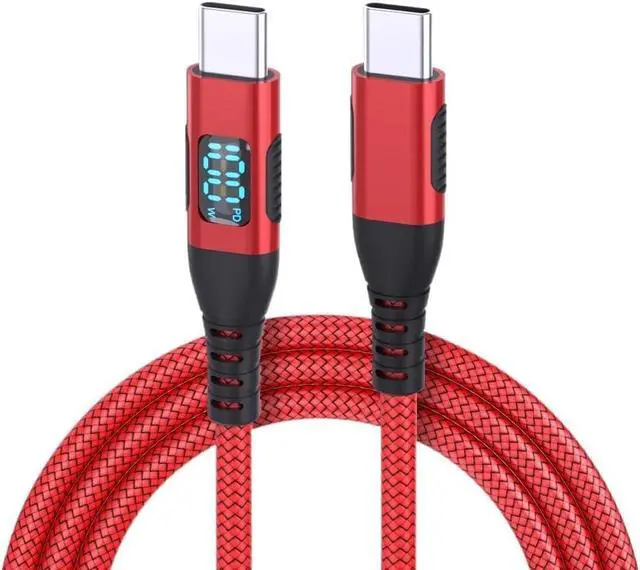 Main image of 100W USB C to USB C Fast Cable with 480Mbps Transfer Speed Red Nylon Data Cord(300cm)