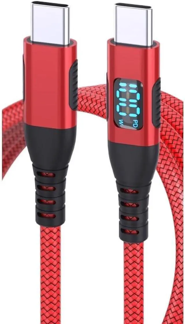 Alt view image 6 of 6 - 100W USB C to USB C Fast Cable with 480Mbps Transfer Speed Red Nylon Data Cord(300cm)