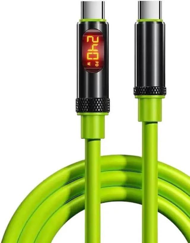 Alt view image 2 of 7 - 240W USB C to Type C Cable L1/ED Display Fast Cables t2y>pe-c PD 27W Data Cords(1.2M,Black-C to C)