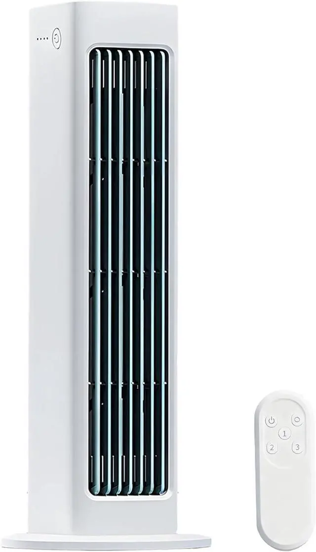 Main image of Bladeless Tower Fan, White Portable USB Rechargeable Fan with Remote, Quiet Oscillating Fan, 3000mAh Battery, 12.8 in / 32.5 cm, for Home, Office, Bedroom