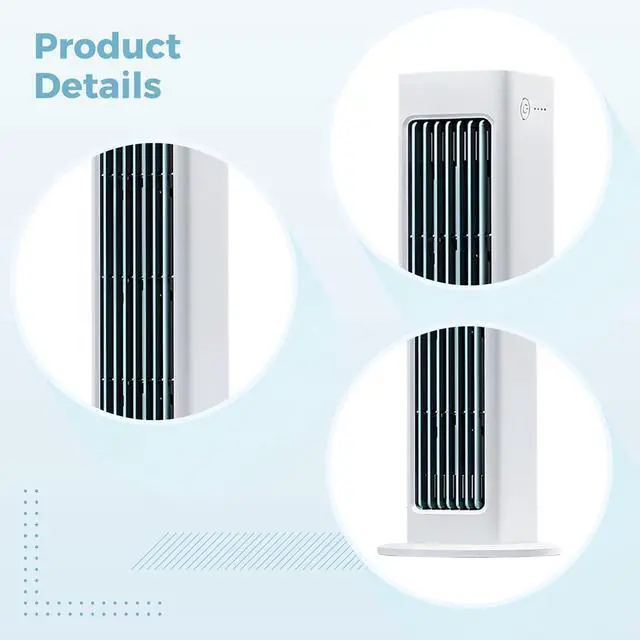 Alt view image 3 of 5 - Bladeless Tower Fan, White Portable USB Rechargeable Fan with Remote, Quiet Oscillating Fan, 3000mAh Battery, 12.8 in / 32.5 cm, for Home, Office, Bedroom