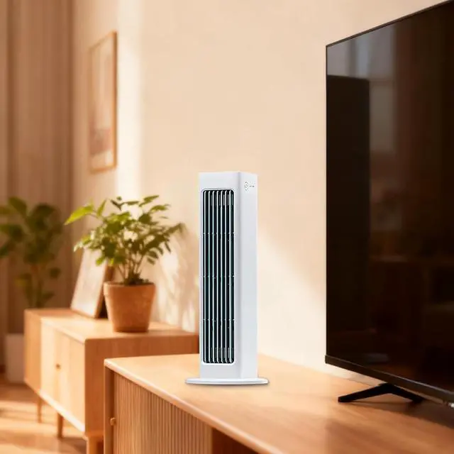 Alt view image 5 of 5 - Bladeless Tower Fan, White Portable USB Rechargeable Fan with Remote, Quiet Oscillating Fan, 3000mAh Battery, 12.8 in / 32.5 cm, for Home, Office, Bedroom