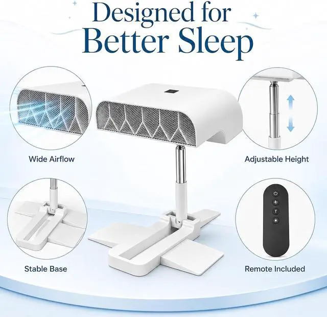Alt view image 4 of 7 - Under Sheet Bed Cooling Fan, Air Circulation Under Blankets, Adjustable Speed, Quiet Operation,for Hot Nights