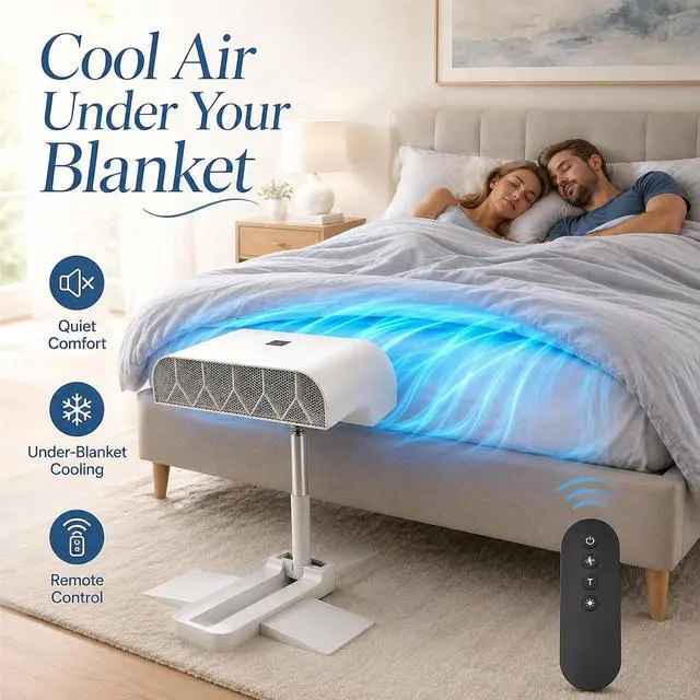 Alt view image 2 of 7 - Under Sheet Bed Cooling Fan, Air Circulation Under Blankets, Adjustable Speed, Quiet Operation,for Hot Nights