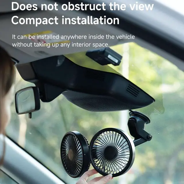 Alt view image 5 of 7 - Double Mount Car Fan with 3 Speed Settings and USB Power for Personalizing Airflows in Vehicles Fast Cooling Type C Car Fan Device