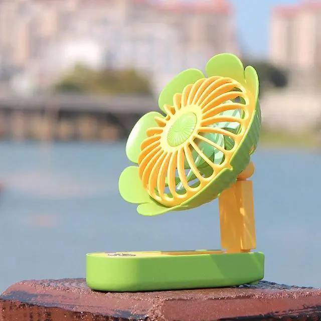 Alt view image 4 of 7 - Quiet Performance Rechargeable USB Table Fan In Sunflower Shape Quiet Summer Decorative With 3 Adjustable Speeds Easy to Carry(Green)