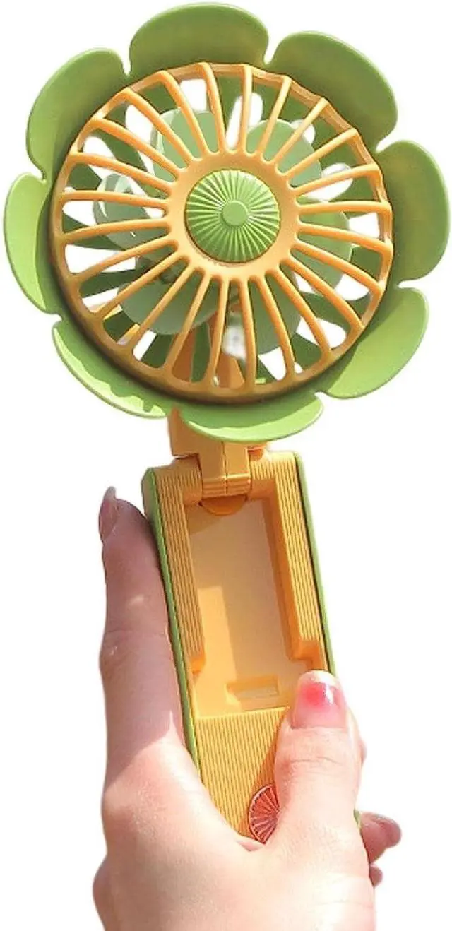 Alt view image 6 of 7 - Quiet Performance Rechargeable USB Table Fan In Sunflower Shape Quiet Summer Decorative With 3 Adjustable Speeds Easy to Carry(Green)