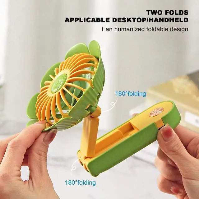 Alt view image 7 of 7 - Quiet Performance Rechargeable USB Table Fan In Sunflower Shape Quiet Summer Decorative With 3 Adjustable Speeds Easy to Carry(Green)