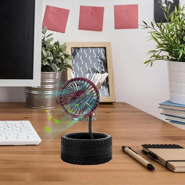 Alt view image 4 of 6 - Quiet Performance USB Foldable Fan With Tire Shape 3 Speeds Folding Silent Desktop For Indoor Outdoor Easy to Carry(Red)