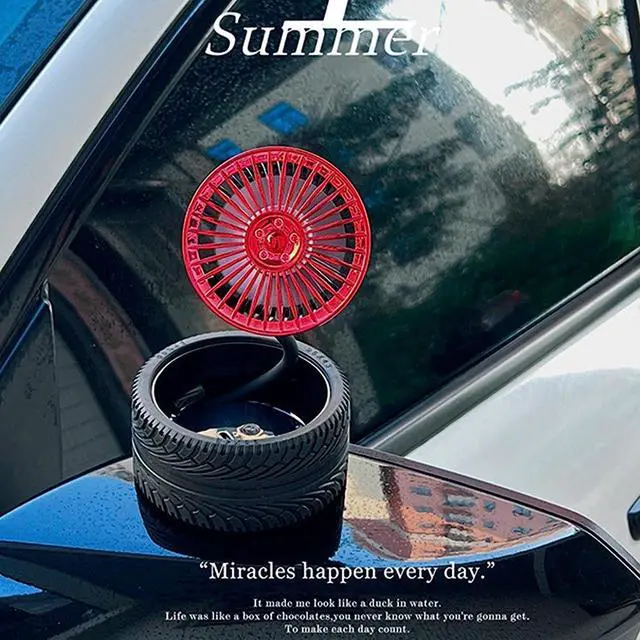 Alt view image 5 of 6 - Quiet Performance USB Foldable Fan With Tire Shape 3 Speeds Folding Silent Desktop For Indoor Outdoor Easy to Carry(Red)