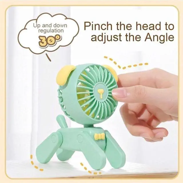 Alt view image 3 of 6 - Quiet Performance Cute Pet Dog Shape Mini Fan USB Rechargeable Pocket Handheld For Office Easy to Carry(Pink)