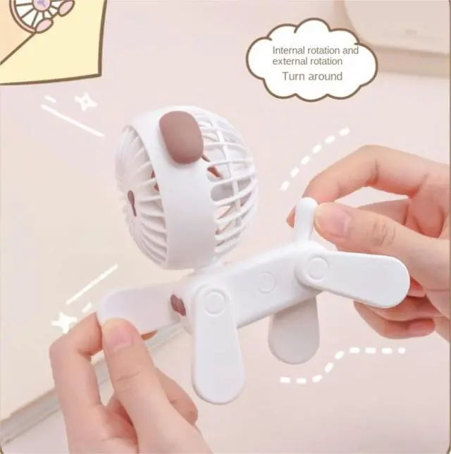 Alt view image 5 of 6 - Quiet Performance Cute Pet Dog Shape Mini Fan USB Rechargeable Pocket Handheld For Office Easy to Carry(Pink)