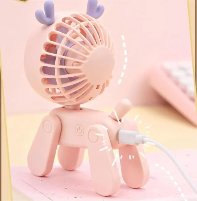 Alt view image 6 of 6 - Quiet Performance Cute Pet Dog Shape Mini Fan USB Rechargeable Pocket Handheld For Office Easy to Carry(Pink)