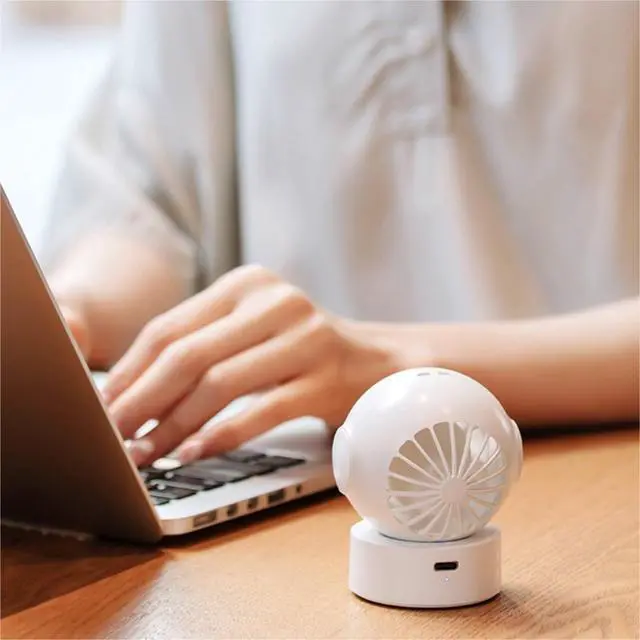 Alt view image 4 of 5 - Quiet Performance Portable Fan USB Rechargeable Handheld 3 Speeds Powerful Cooler For Home Outdoor Easy to Carry(White)