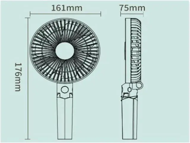 Alt view image 2 of 7 - 15cm Handheld Desk Fan Folding Tripod Outdoor USB Mini Fan 3 Colors(Khaki)