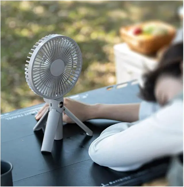 Alt view image 7 of 7 - 15cm Handheld Desk Fan Folding Tripod Outdoor USB Mini Fan 3 Colors(Khaki)
