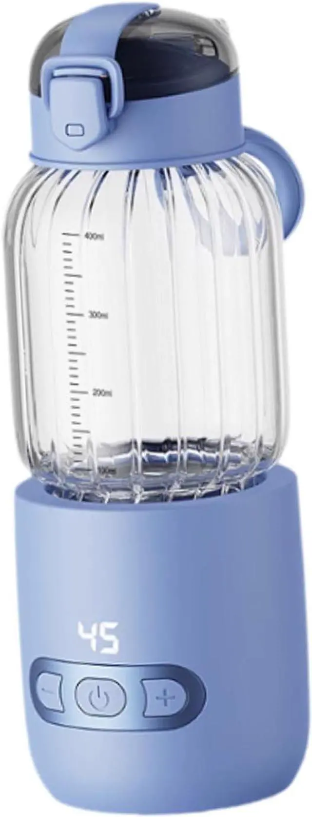 Main image of Thermostatic Mug Milk Warmer Portable Glass Water Bottle Fast Heating USB Rechargeable Warmer Suitable for Outdoor Home, Blue 400ml