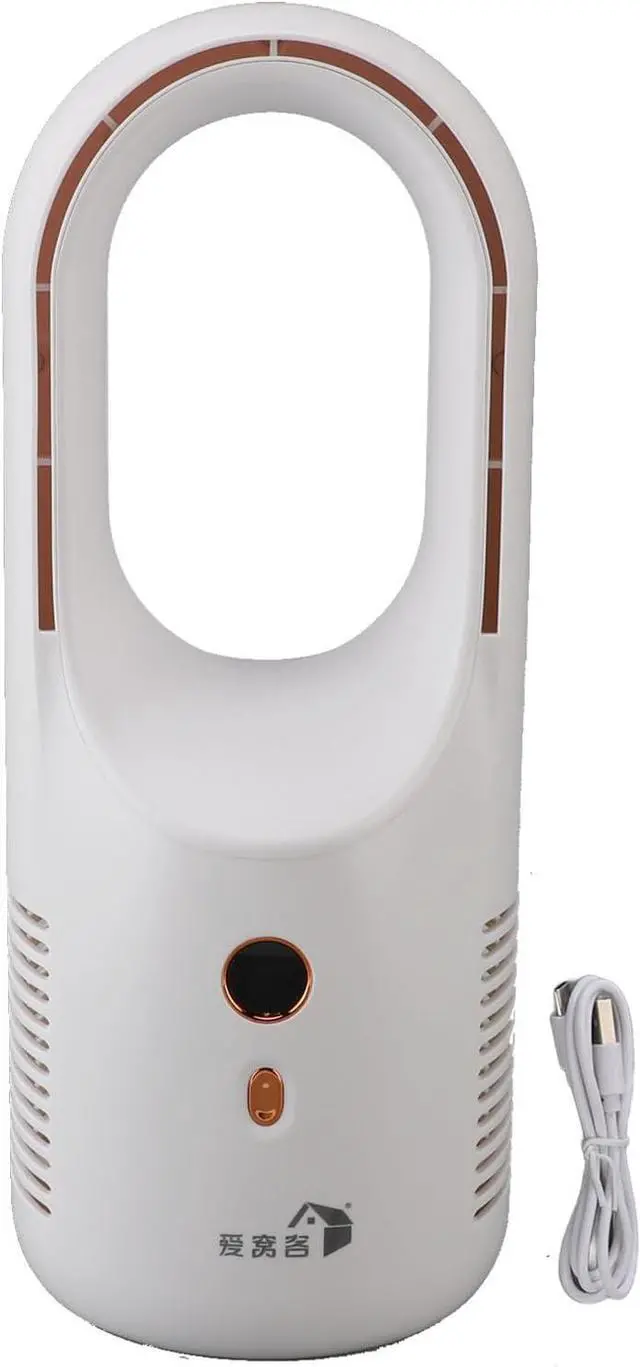 Alt view image 6 of 7 - Bladeless Portable Desk Fan Silent 6 Speed Power Display USB Type C Charging Desktop Cooling Fan