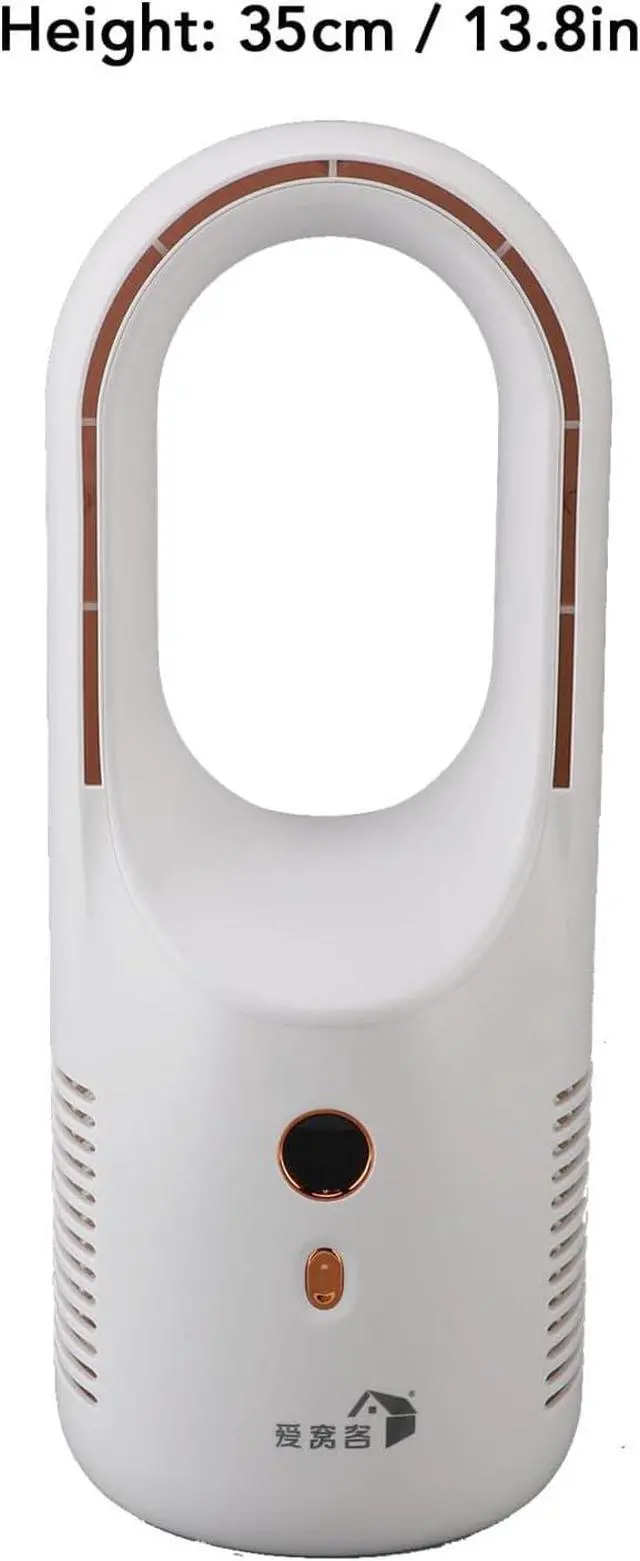 Alt view image 7 of 7 - Bladeless Portable Desk Fan Silent 6 Speed Power Display USB Type C Charging Desktop Cooling Fan