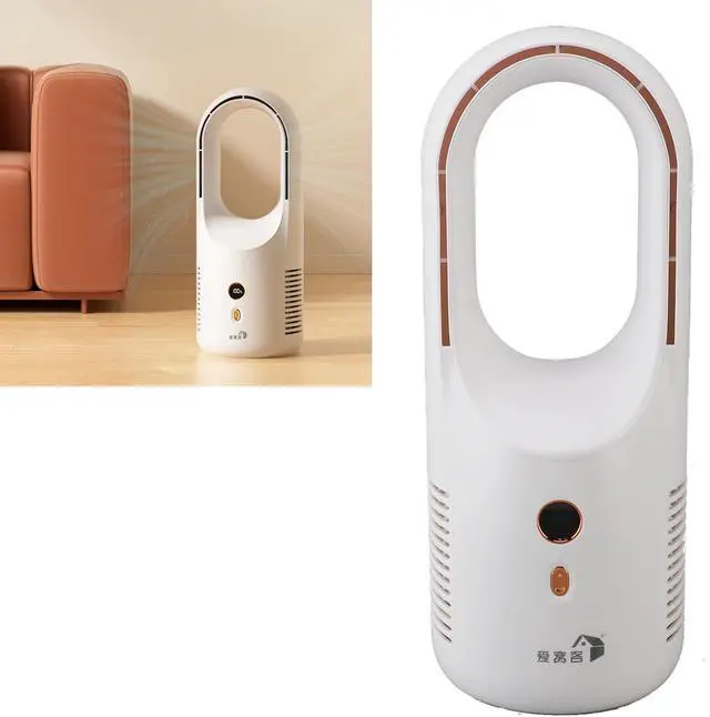Alt view image 2 of 7 - Bladeless Portable Desk Fan Silent 6 Speed Power Display USB Type C Charging Desktop Cooling Fan