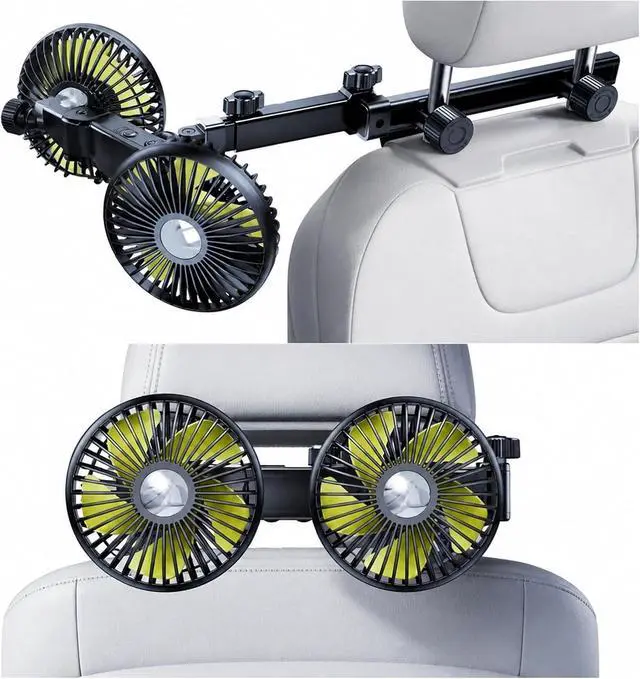 Alt view image 2 of 7 - Neck Fan, Car Dual-Head Fan Mount For Backseat Headrest USB,Portable Wearable Fan