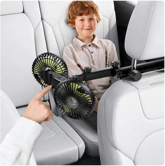 Alt view image 6 of 7 - Neck Fan, Car Dual-Head Fan Mount For Backseat Headrest USB,Portable Wearable Fan