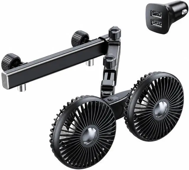 Alt view image 7 of 7 - Neck Fan, Car Dual-Head Fan Mount For Backseat Headrest USB,Portable Wearable Fan