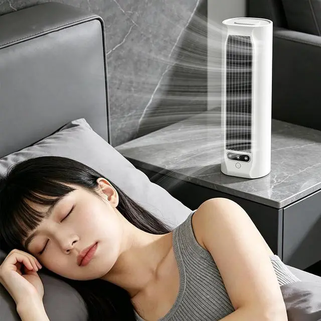 Alt view image 5 of 7 - Portable Tower Fan Quiet USB Rechargeable Air Cooler with 3 Speeds & LED Touch Screen Circulating Fan Air Circulators for Bedroom Office Home (White) (B)