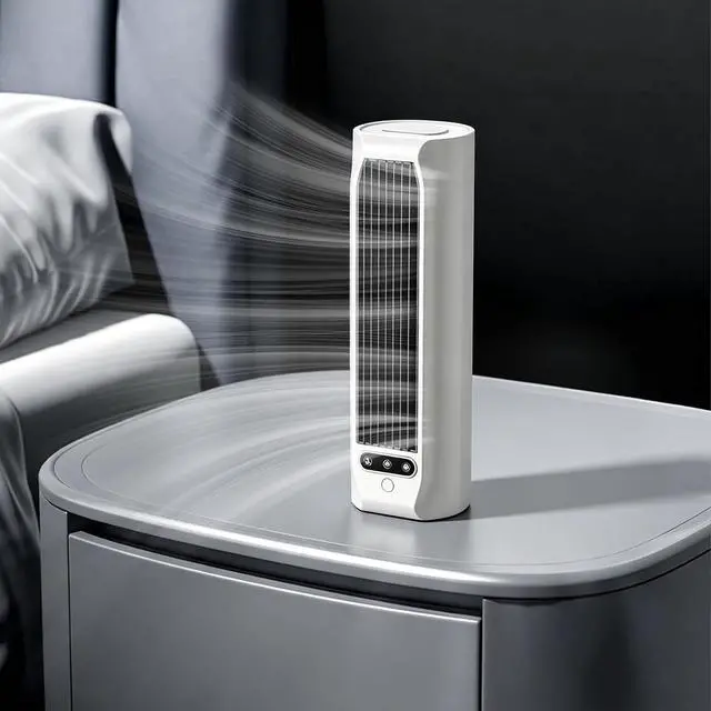Alt view image 4 of 7 - Portable Tower Fan Quiet USB Rechargeable Air Cooler with 3 Speeds & LED Touch Screen Circulating Fan Air Circulators for Bedroom Office Home (White) (B)