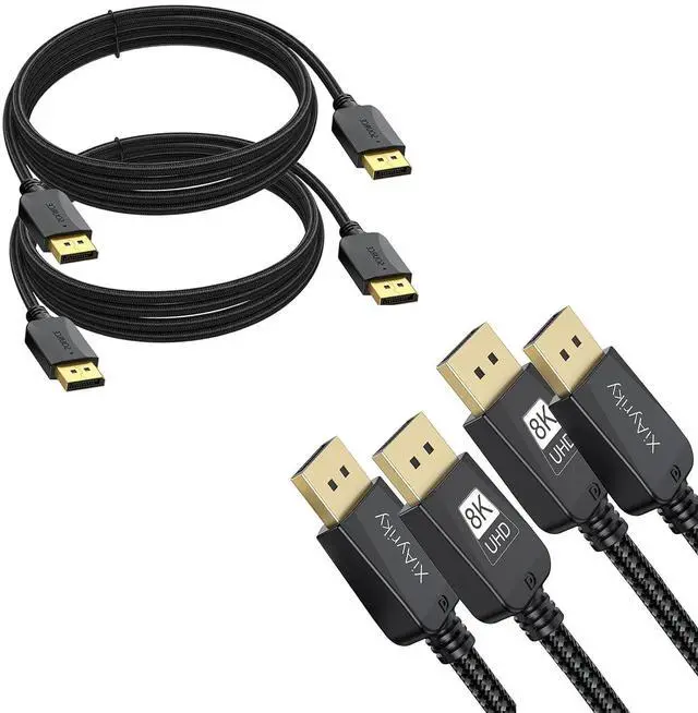 Main image of 4K DP Cable & 8K DP 1.4 Cable 10FT 2-Pack Bundle - Dual Performance for Gaming (4K@144Hz/2K@165Hz & 8K@60Hz/4K@240Hz), 21.6Gbps & 32.4Gbps, Compatible with Monitor/Graphics Card